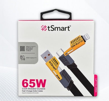 4 in 1 gold plated connectors universal compatibility 65w cable